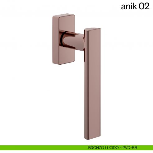 Maniglia per finestra martellina DK Anik 02 dnd Handles bronzo lucido