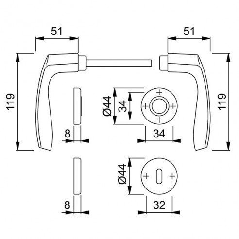 Maniglia per porta Milano Hoppe alluminio bronzo disegno