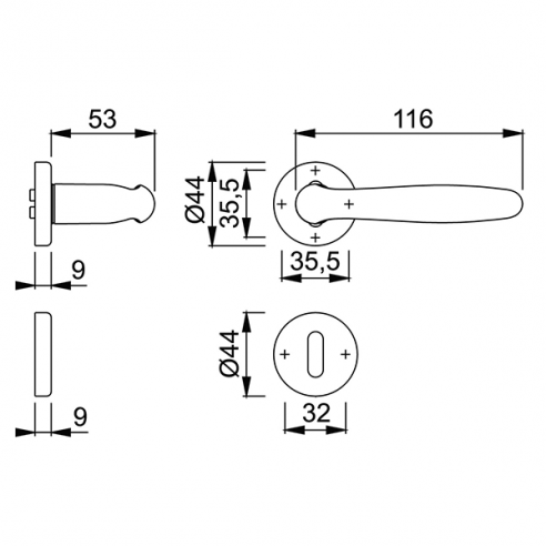 Maniglia per porta Roissy Hoppe cromo satinato disegno