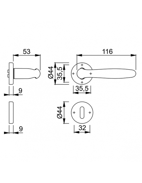 Maniglia per porta Roissy Hoppe lucido disegno