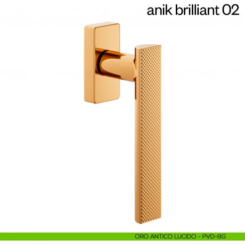 Maniglia per finestra martellina DK Anik Brilliant 02 dnd Handles oro antico lucido