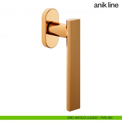 Maniglia per finestra martellina DK Anik Line dnd Handles oro antico lucido