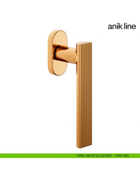 Maniglia per finestra martellina DK Anik Line dnd Handles oro antico lucido
