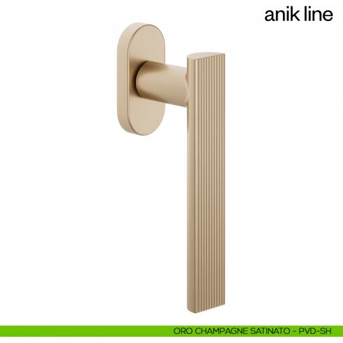 Maniglia per finestra martellina DK Anik Line dnd Handles oro champagne satinato