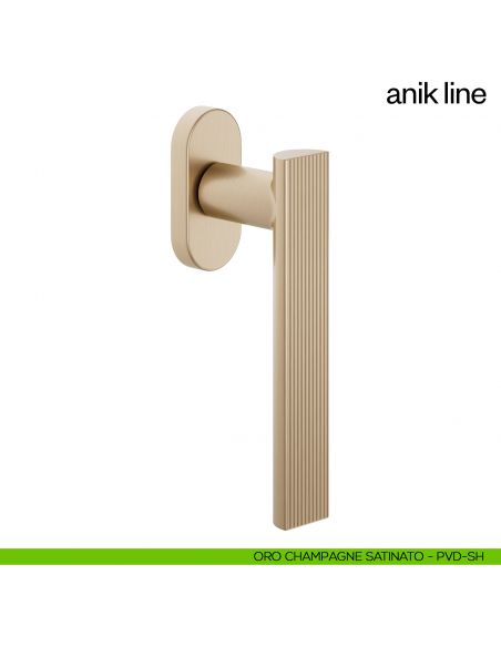 Maniglia per finestra martellina DK Anik Line dnd Handles oro champagne satinato