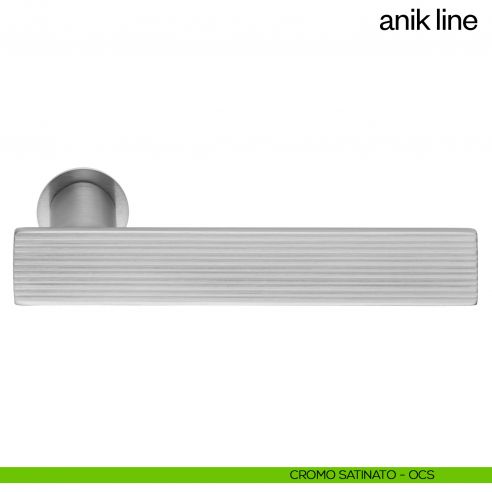 Maniglia per porta Anik Line dnd Handles con rosetta minimale cromo satinato