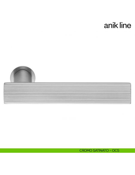 Maniglia per porta Anik Line dnd Handles con rosetta minimale cromo satinato