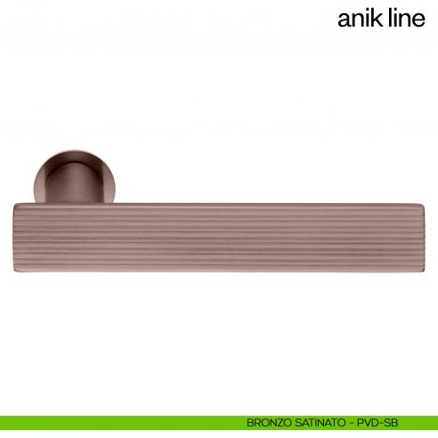 Maniglia per porta Anik Line dnd Handles con rosetta minimale bronzo satinato