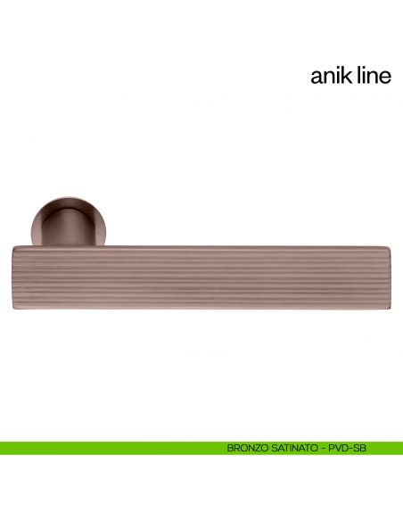Maniglia per porta Anik Line dnd Handles con rosetta minimale bronzo satinato