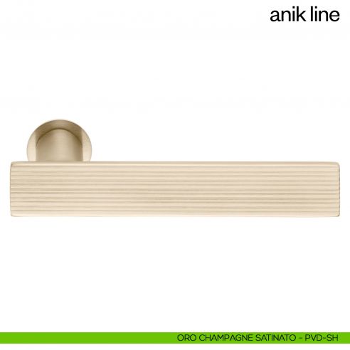 Maniglia per porta Anik Line dnd Handles con rosetta minimale oro champagne satinato