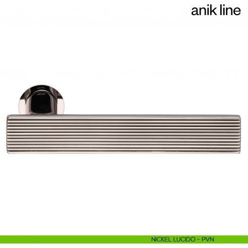 Maniglia per porta Anik Line dnd Handles con rosetta minimale nickel lucido