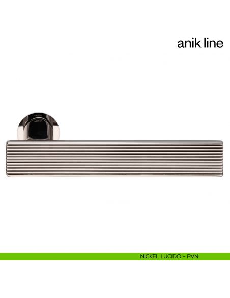 Maniglia per porta Anik Line dnd Handles con rosetta minimale nickel lucido