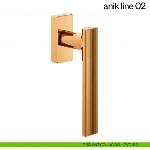 Maniglia per finestra martellina DK Anik line 02 dnd Handles oro antico lucido
