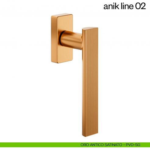 Maniglia per finestra martellina DK Anik line 02 dnd Handles oro antico satinato