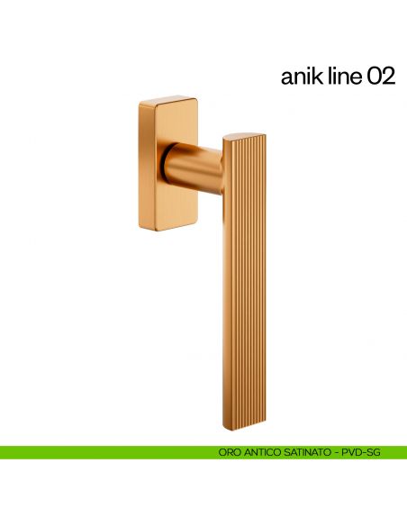 Maniglia per finestra martellina DK Anik line 02 dnd Handles oro antico satinato
