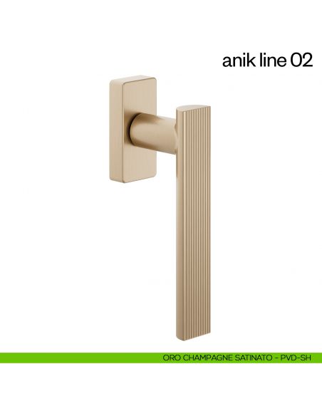 Maniglia per finestra martellina DK Anik line 02 dnd Handles oro champagne satinato