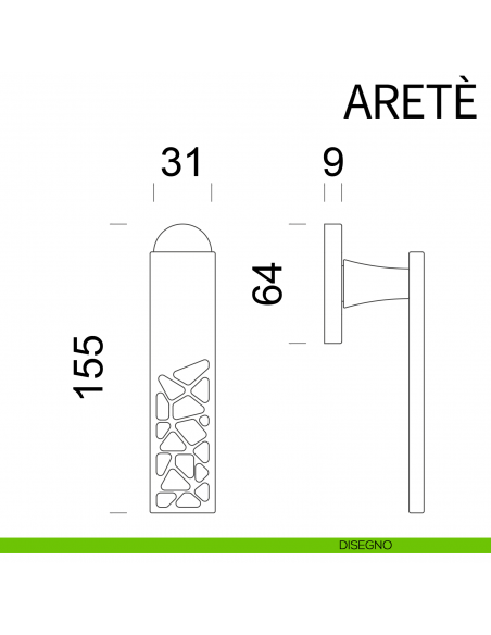 Maniglia per finestra martellina DK Aretè dnd PVD disegno