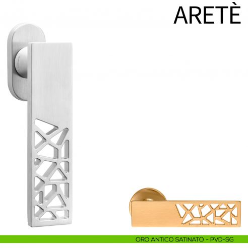 Maniglia per finestra martellina DK Aretè dnd PVD oro antico satinato