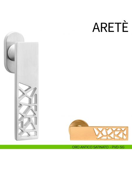 Maniglia per finestra martellina DK Aretè dnd PVD oro antico satinato