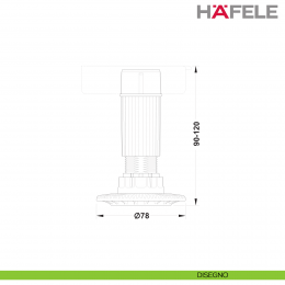 Piedino per altezza 100 mm per zoccoli Hafele Axilo 78 regolazione 90-120 mm 2