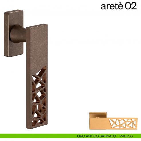 Maniglia per finestra martellina DK Aretè 02 dnd PVD oro antico satinato