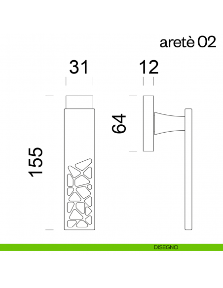 Maniglia per finestra martellina DK Aretè 02 dnd disegno