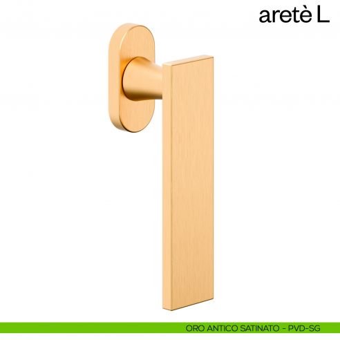 Maniglia per finestra martellina DK Aretè L dnd PVD oro antico satinato