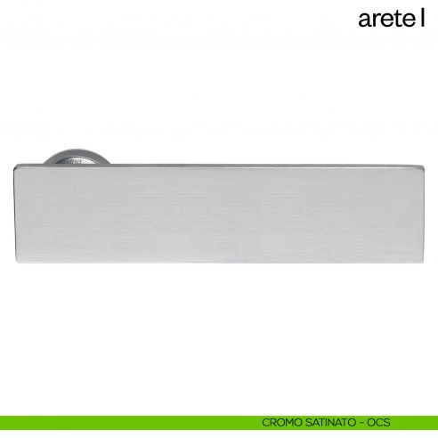Maniglia per porta Arete L dnd Handles con rosetta minimale cromo satinato