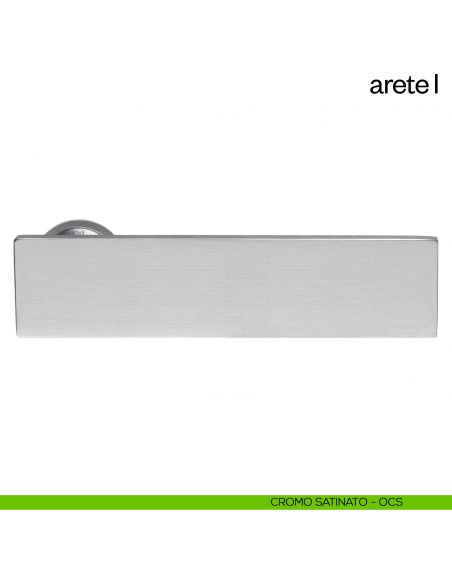 Maniglia per porta Arete L dnd Handles con rosetta minimale cromo satinato