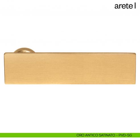 Maniglia per porta Arete L dnd Handles con rosetta minimale oro antico satinato
