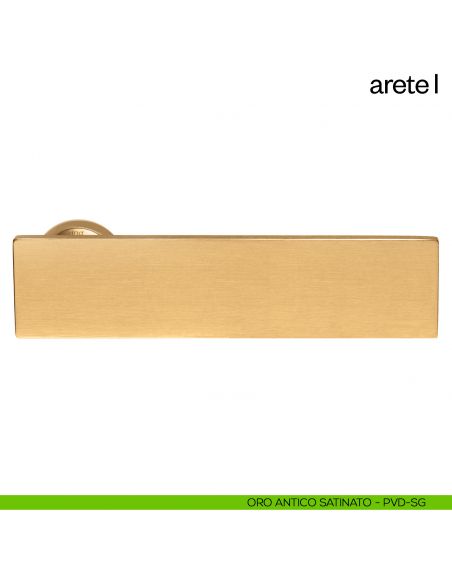 Maniglia per porta Arete L dnd Handles con rosetta minimale oro antico satinato