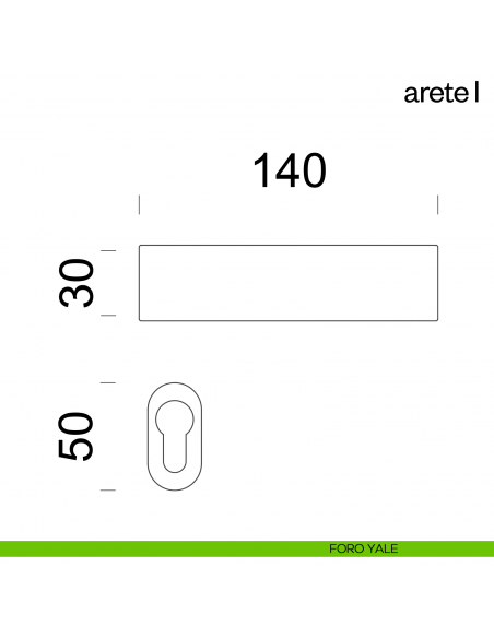 Maniglia per porta Arete L dnd Handles con rosetta minimale foro yale