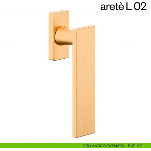 Maniglia per finestra martellina DK Aretè L 02 dnd PVD oro antico satinato