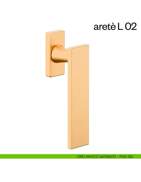 Maniglia per finestra martellina DK Aretè L 02 dnd PVD oro antico satinato