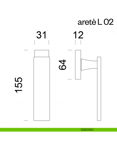 Maniglia per finestra martellina DK Aretè L 02 dnd disegno