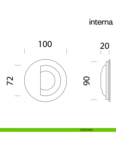 Maniglia ad incasso per porta a battente Interna dnd Handles - disegno