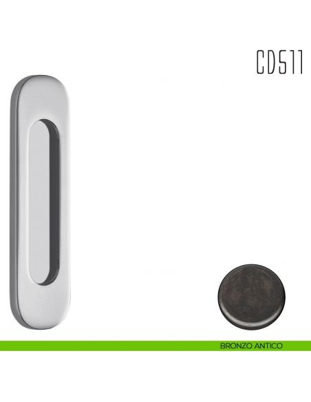 Maniglia per porta scorrevole CD511 Colombo Design senza foro chiave bronzo antico