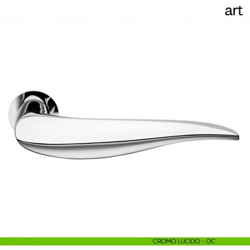 Maniglia per porta Art dnd Handles con rosetta minimale cromo lucido