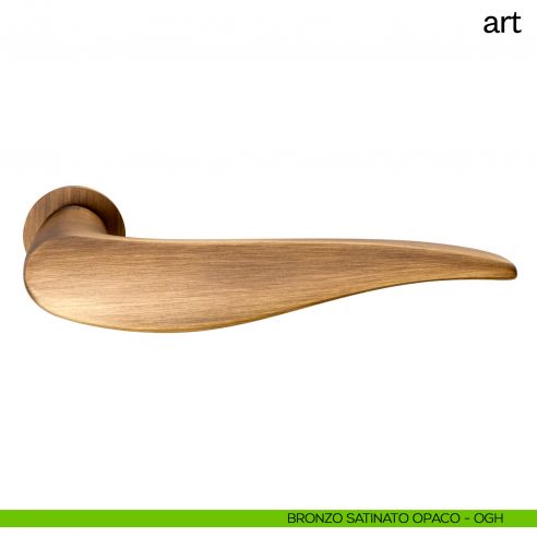 Maniglia per porta Art dnd Handles con rosetta minimale bronzo satinato opaco