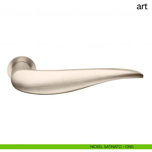 Maniglia per porta Art dnd Handles con rosetta minimale nickel satinato