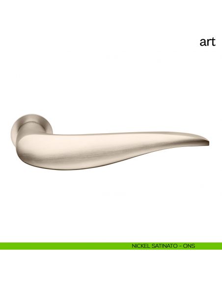 Maniglia per porta Art dnd Handles con rosetta minimale nickel satinato