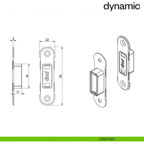 Sistema magnetico per porte a battente Dynamic dnd - disegno