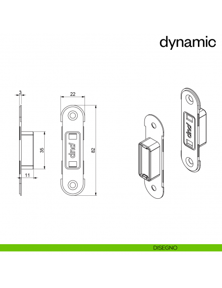 Sistema magnetico per porte a battente Dynamic dnd - disegno