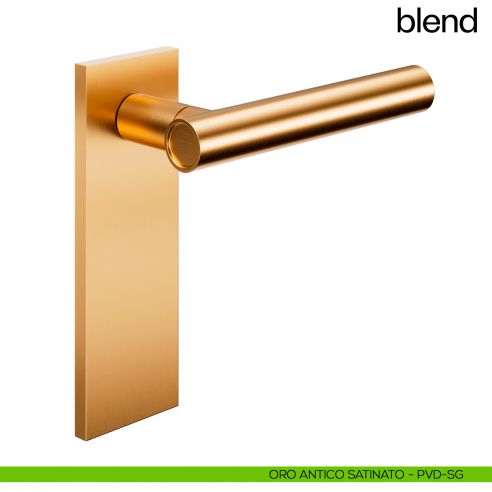 Maniglia per porta Blend dnd handles con placca cieca oro antico satinato