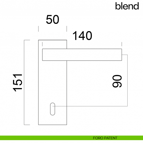 Maniglia per porta Blend dnd handles con placca patent