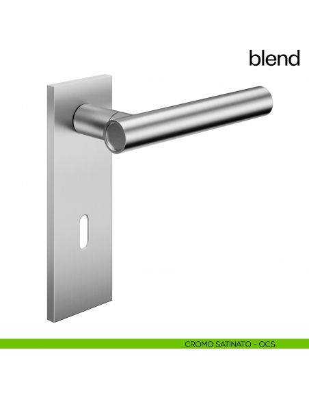 Maniglia per porta Blend dnd handles con placca patent cromo satinato