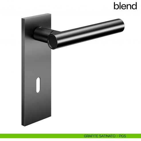 Maniglia per porta Blend dnd handles con placca patent grafite satinato
