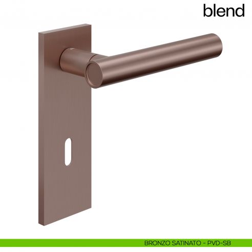 Maniglia per porta Blend dnd handles con placca patent bronzo satinato