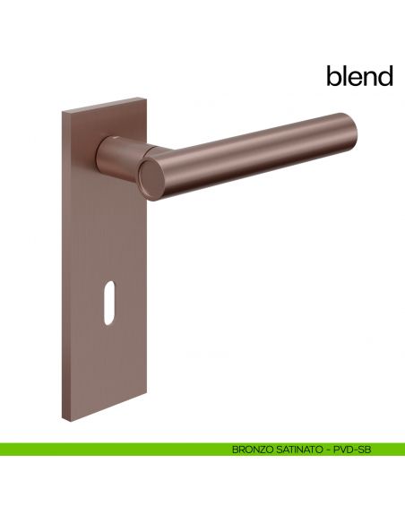 Maniglia per porta Blend dnd handles con placca patent bronzo satinato