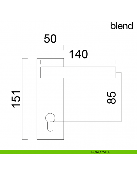 Maniglia per porta Blend dnd handles con placca yale